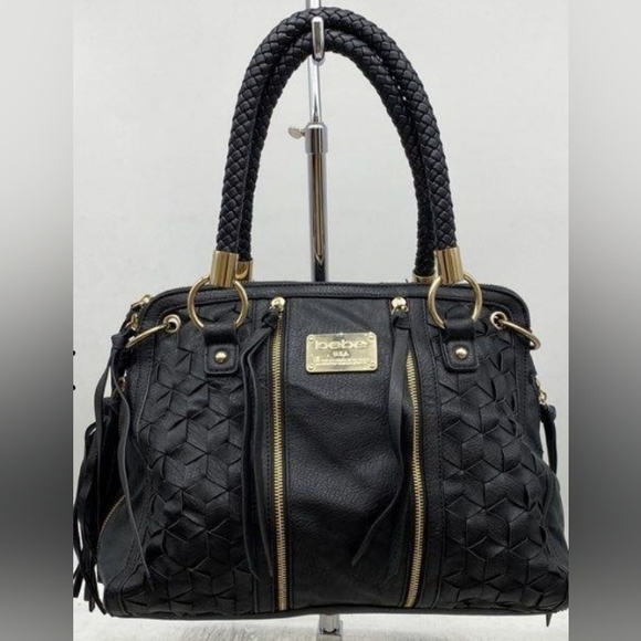 bebe Handbags - Bebe Black Satchel with Gold Accents